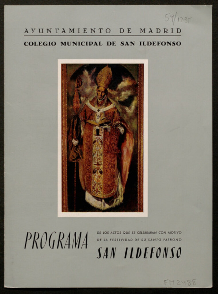 Miniatura de Programa de los actos que se celebrarán con motivo de la festividad de su santo patrono San Ildefonso
