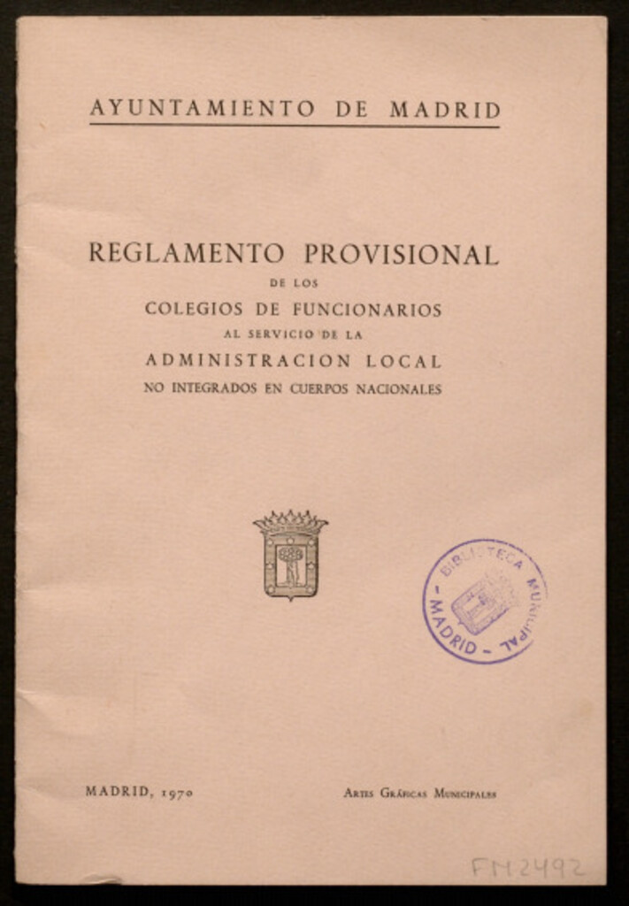 Miniatura de Reglamento provisional de los colegios de funcionarios al servicio de la administración local no integrados en cuerpos nacionales