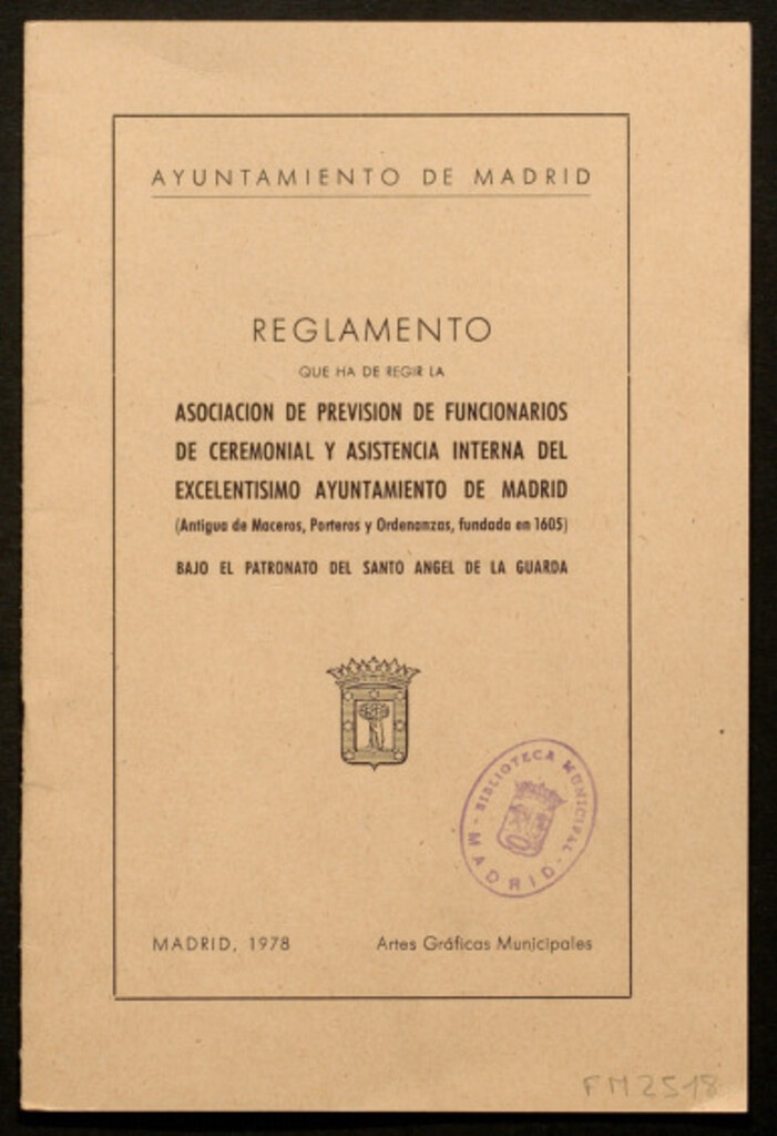 Miniatura de Reglamento que ha de regir la Asociación de Previsión de funcionarios de ceremonial y asistencia interna...
