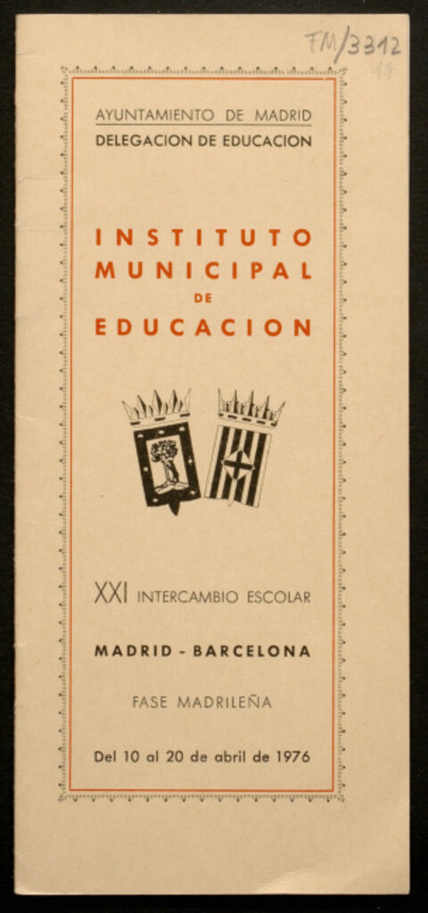 Miniatura de XXI Intercambio Escolar Madrid-Barcelona fase madrileña, del 10 al 20 de abril de 1976 Instituto Municipal de Educación