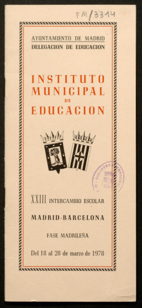 Miniatura de XXIII Intercambio Escolar Madrid-Barcelona fase madrileña, del 18 al 28 de marzo de 1978