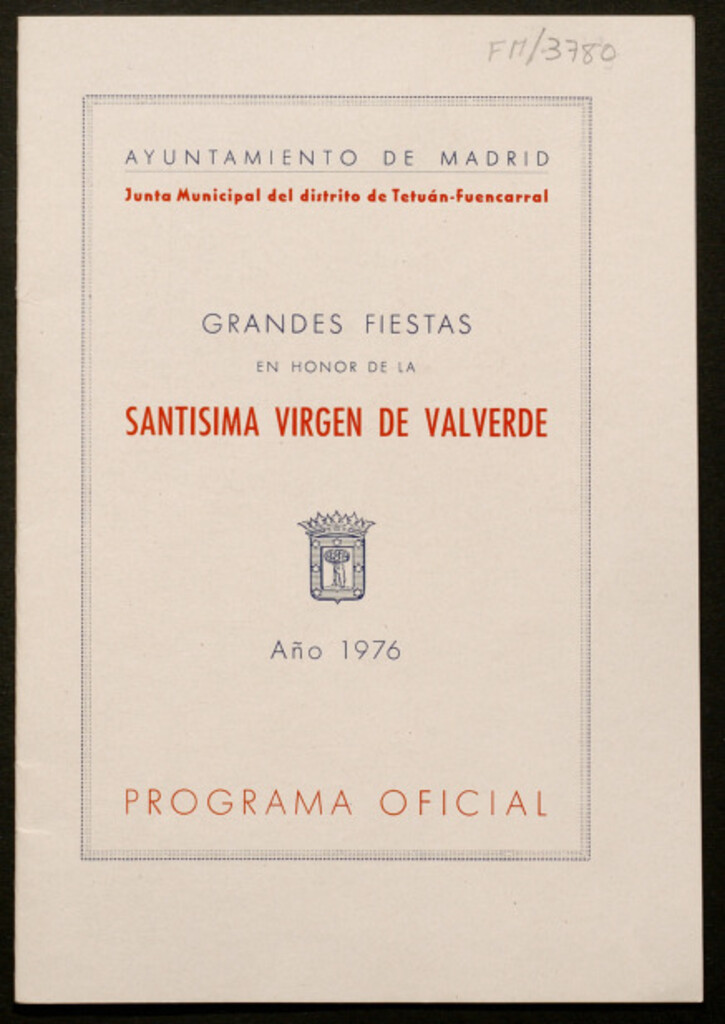 Miniatura de Grandes fiestas en honor de la Santísima Virgen de Valverde : programa oficial