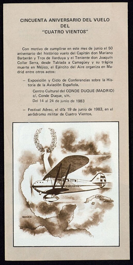 Miniatura de Cincuenta aniversario del vuelo del "Cuatro Vientos". Tríptico.