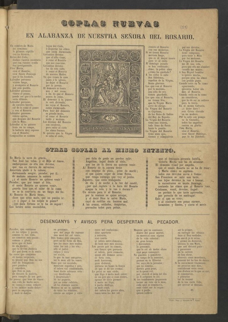 Miniatura de Coplas nuevas en alabanza de Nuestra Señora del Rosario
