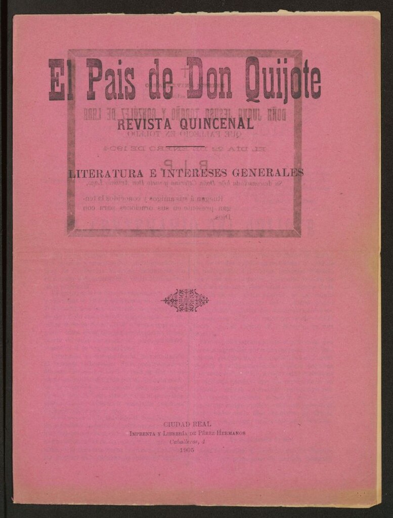 Miniatura de El país de Don Quijote : revista quincenal. Nº 8 del 30 de enero de 1905