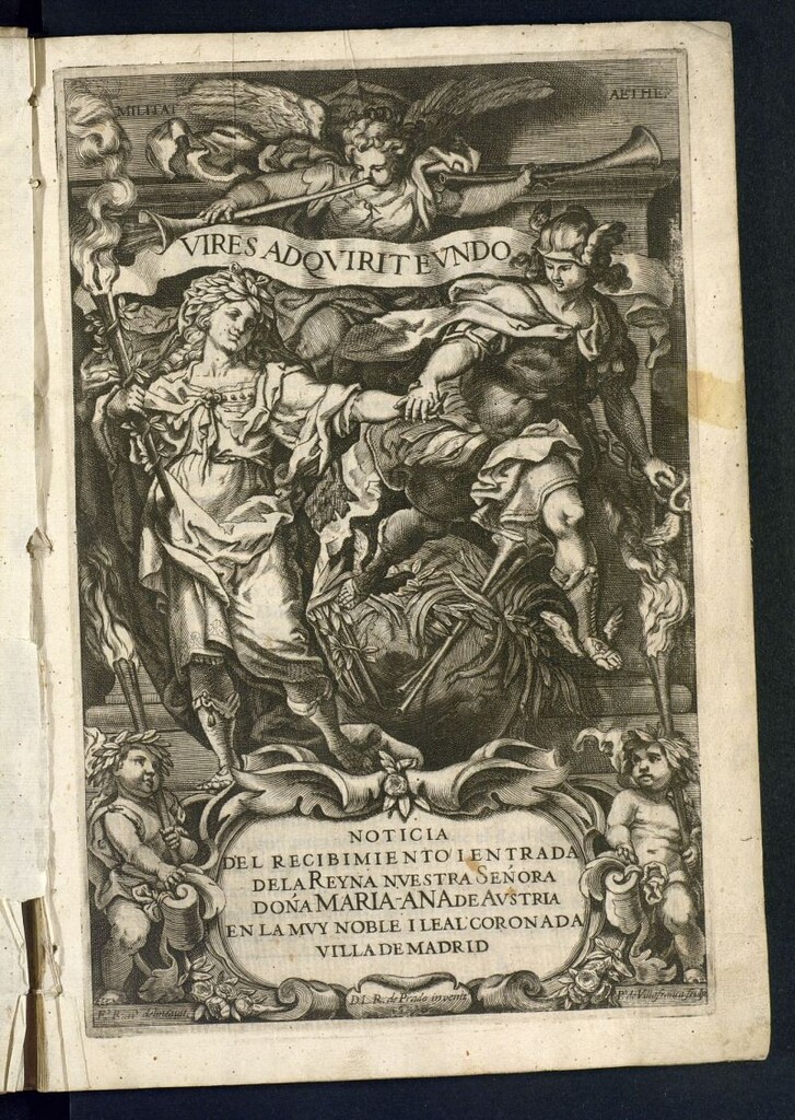 Miniatura de Noticia del recibimiento i entrada de la reyna nuestra señora Doña Maria-Ana de Austria en la muy noble i leal coronada villa de Madrid