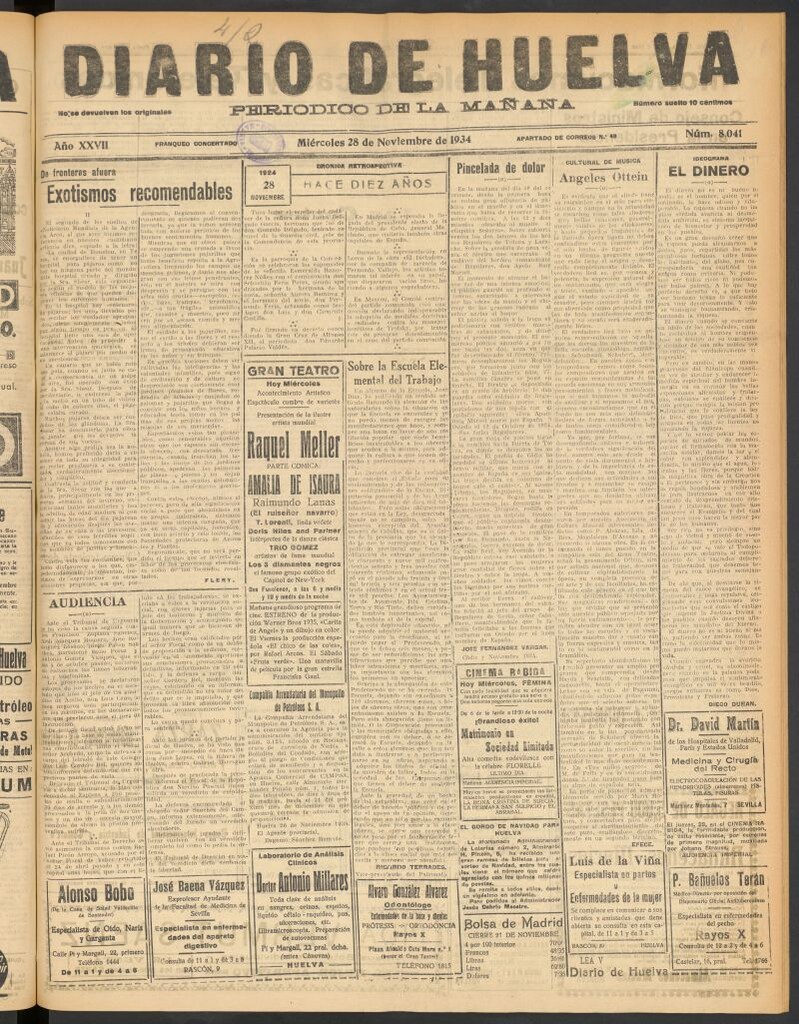 Miniatura de Diario de Huelva : periódico independiente del 28 de noviembre de 1934