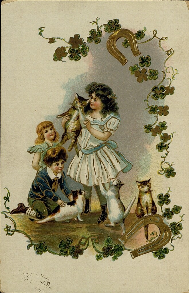 Miniatura de Niños jugando con gatos
