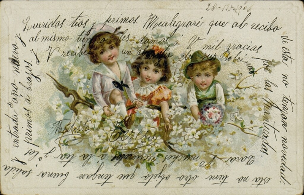 Miniatura de Niños entre flores