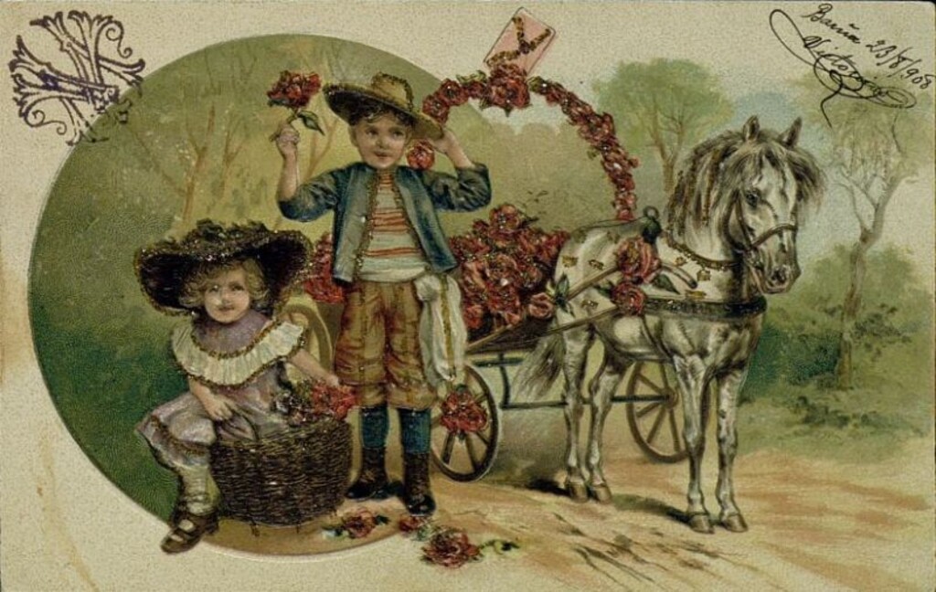 Miniatura de Niños junto a un carruaje