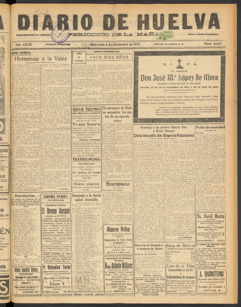 Miniatura de Diario de Huelva : periódico independiente del 5 de diciembre de 1934