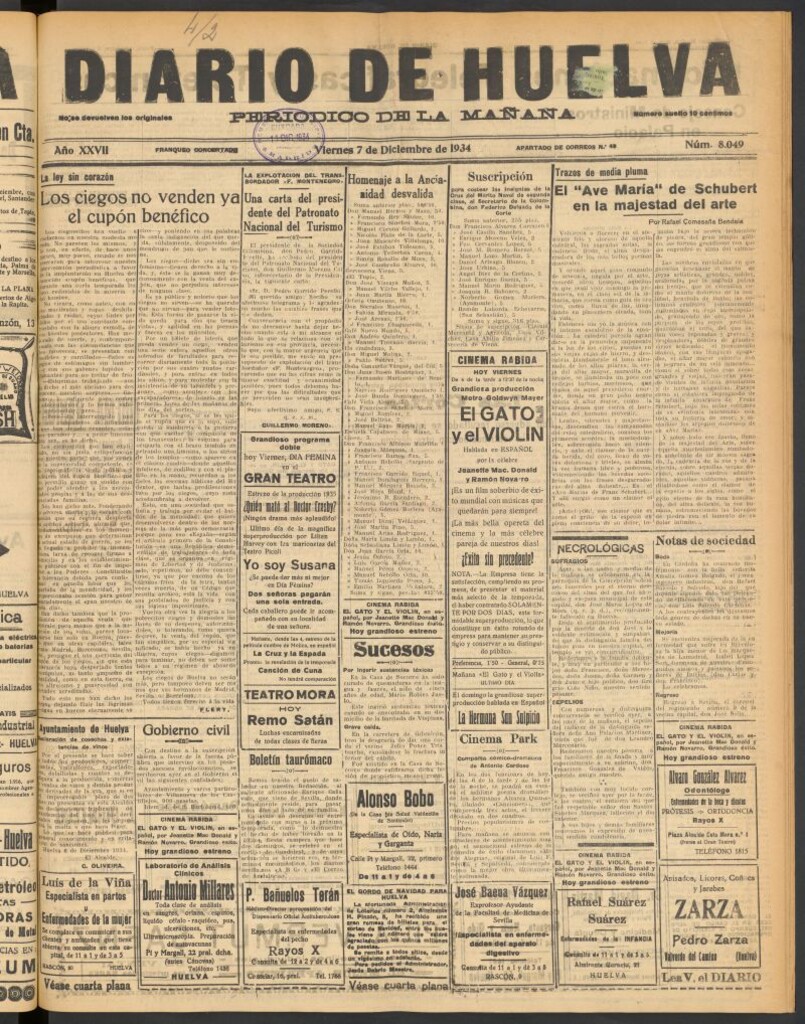 Miniatura de Diario de Huelva : periódico independiente del 7 de diciembre de 1934