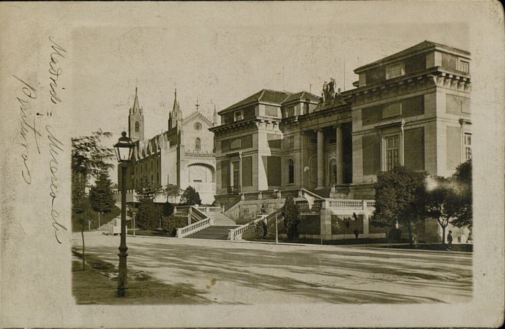 Miniatura de Los Jerónimos y la fachada norte del Museo del Prado