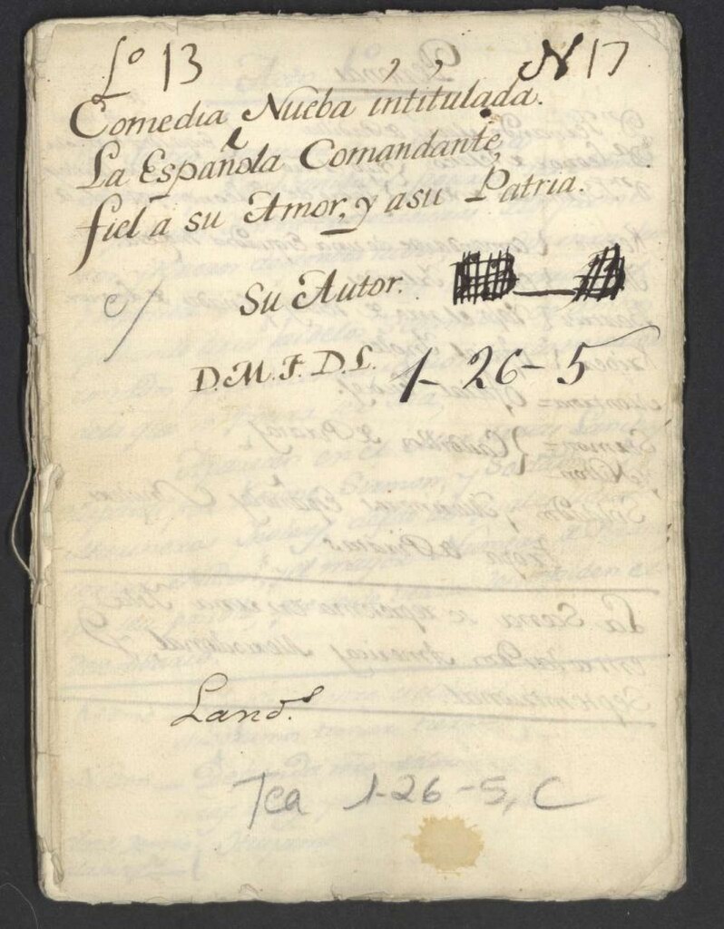 Miniatura de Comedia Nueba intitulada. La Española Comandante fiel a su Amor, y a su Patria