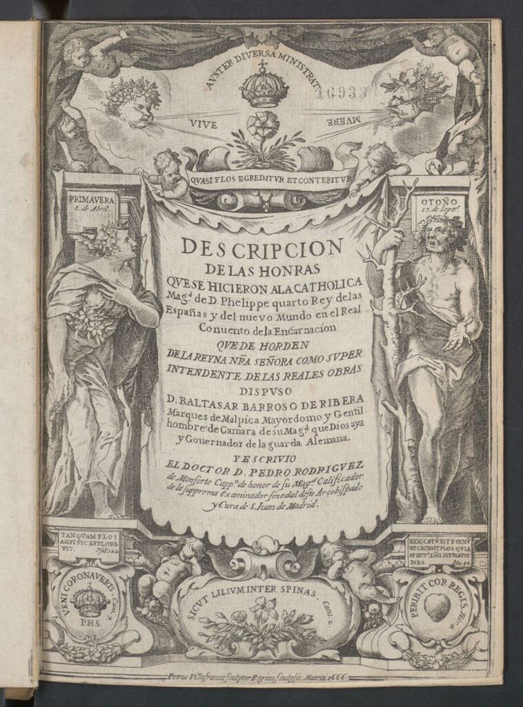 Miniatura de Descripcion de las honras que se hicieron a la catholica Magestad de D. Phelippe quarto Rey de las Españas y del nuevo Mundo en el Real Conuento de la Encarnacion...