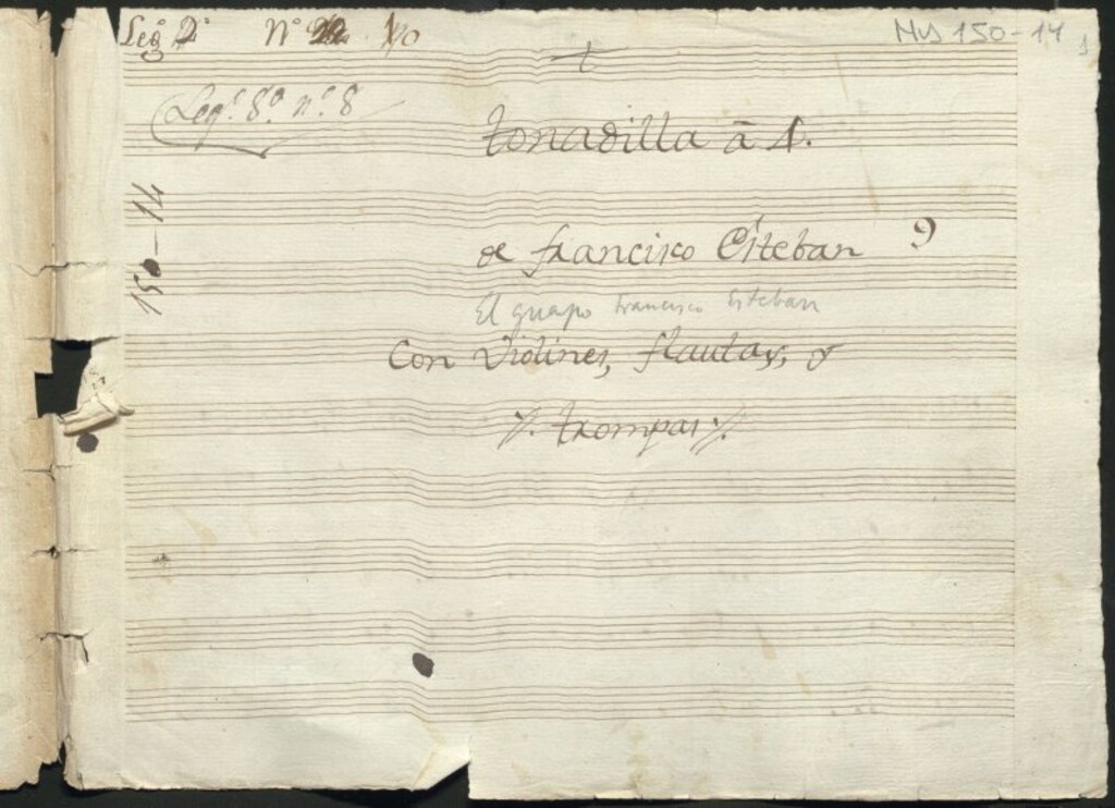 Miniatura de Tonadilla à 4 de Francisco Esteban