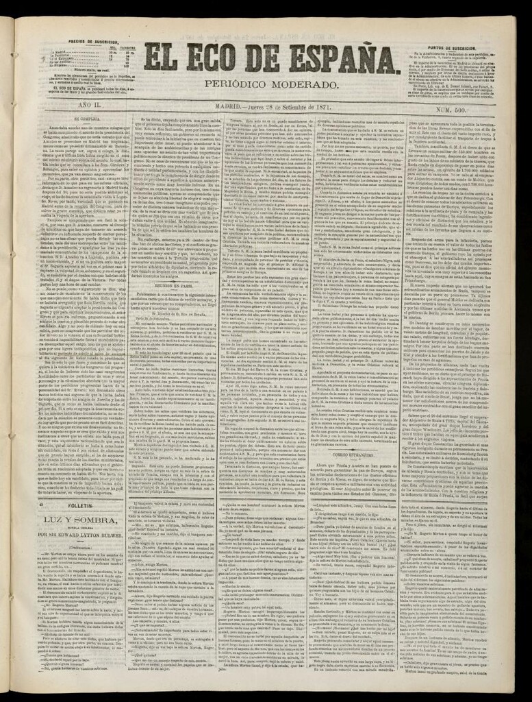 Miniatura de El Eco de España del 28 de septiembre de 1871