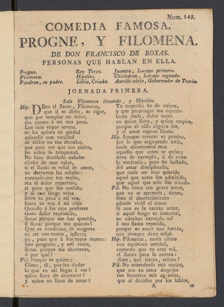 Miniatura de Comedia famosa, Progne y Filomena