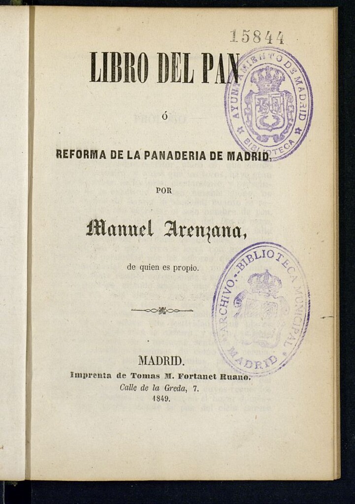 Miniatura de Libro del pan : ò Reforma de la panaderia de Madrid