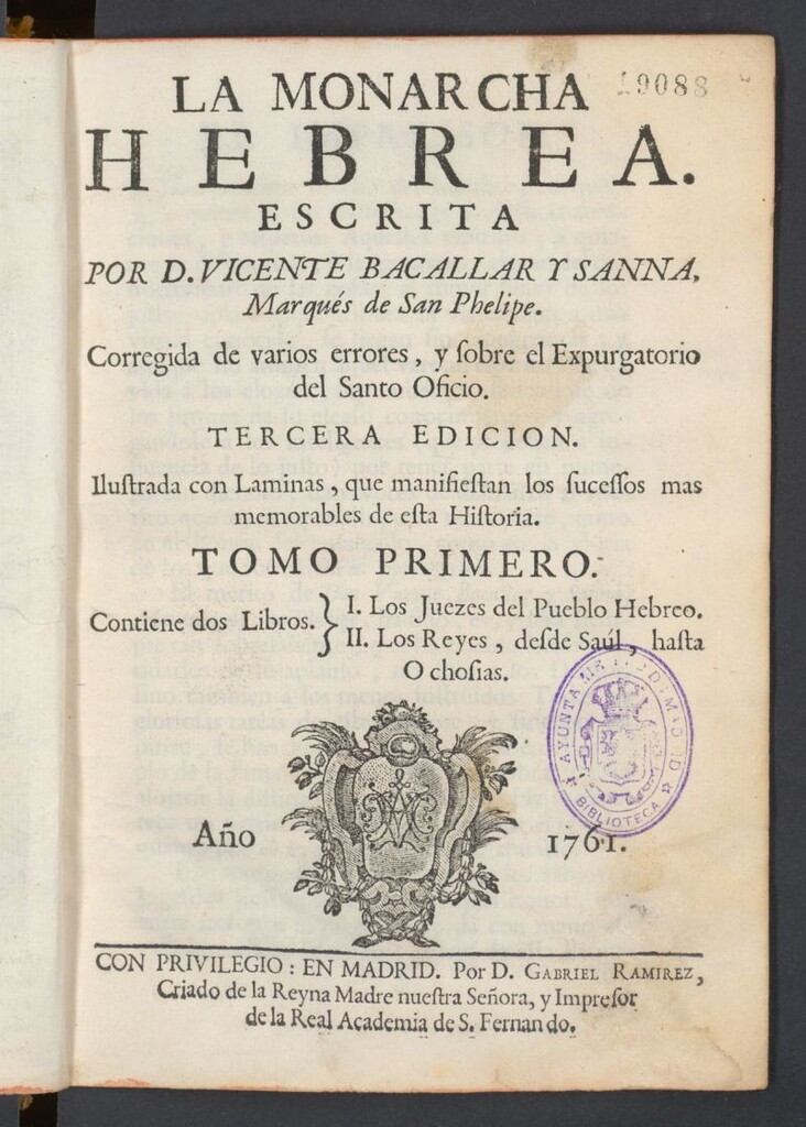 Miniatura de La monarchia hebrea... Tomo I