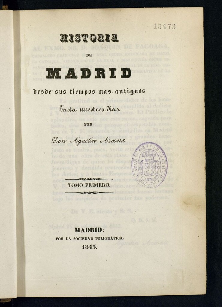 Miniatura de Historia de Madrid desde sus tiempos más antiguos hasta nuestros días.Tomo primero