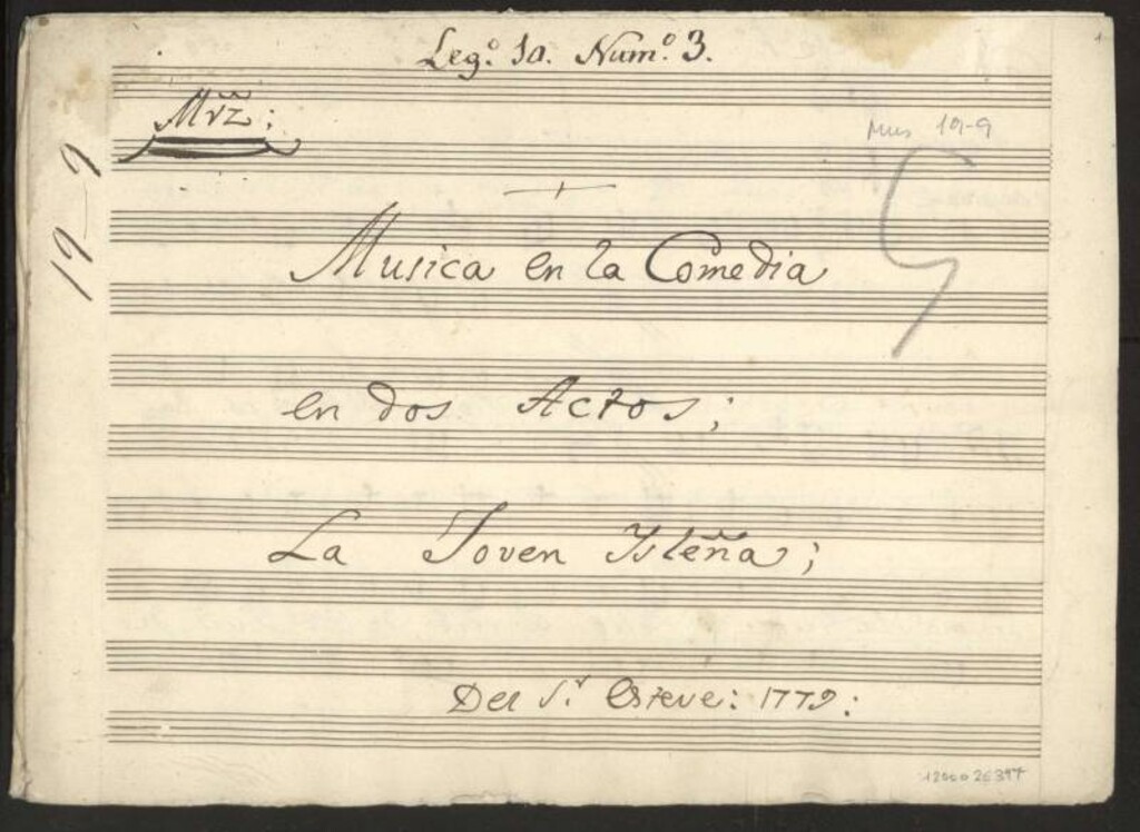 Miniatura de Musica en la comedia en dos actos La joven Ysleña