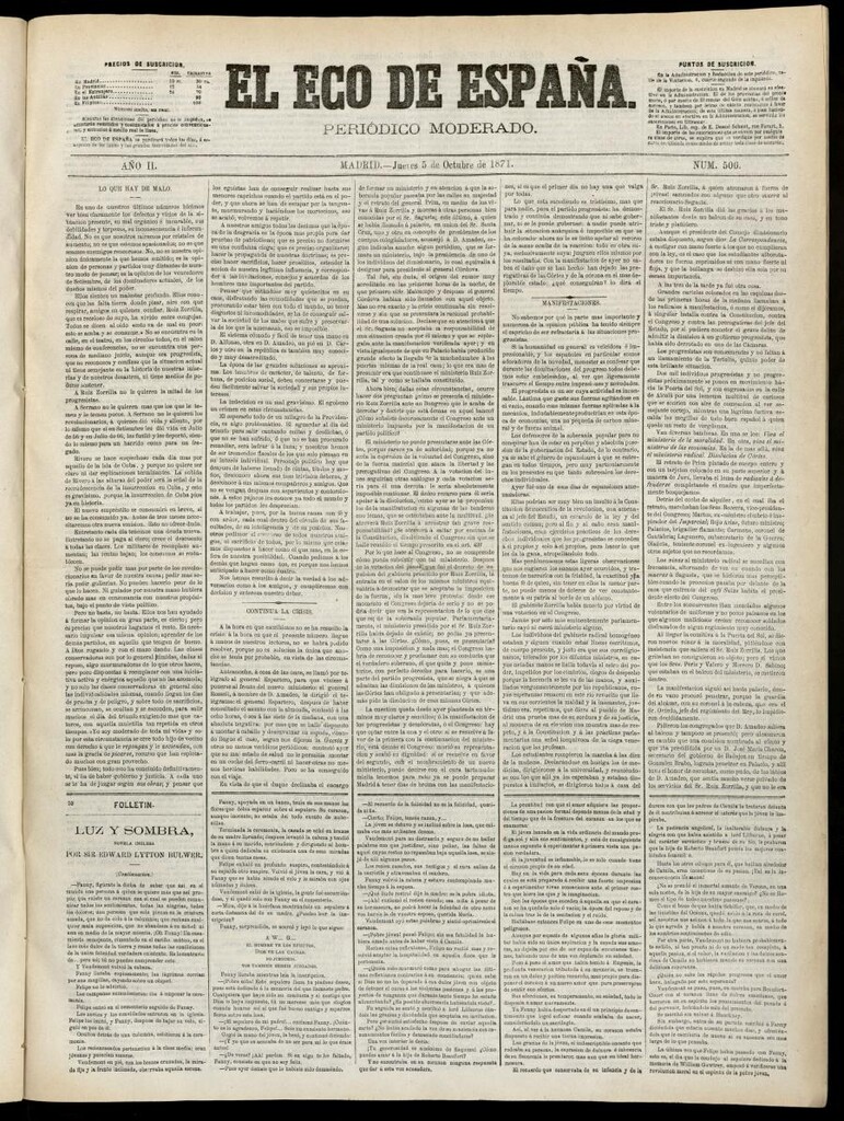 Miniatura de El Eco de España del 5 de octubre de 1871