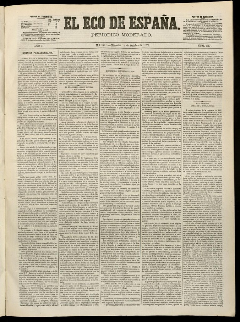 Miniatura de El Eco de España del 18 de octubre de 1871