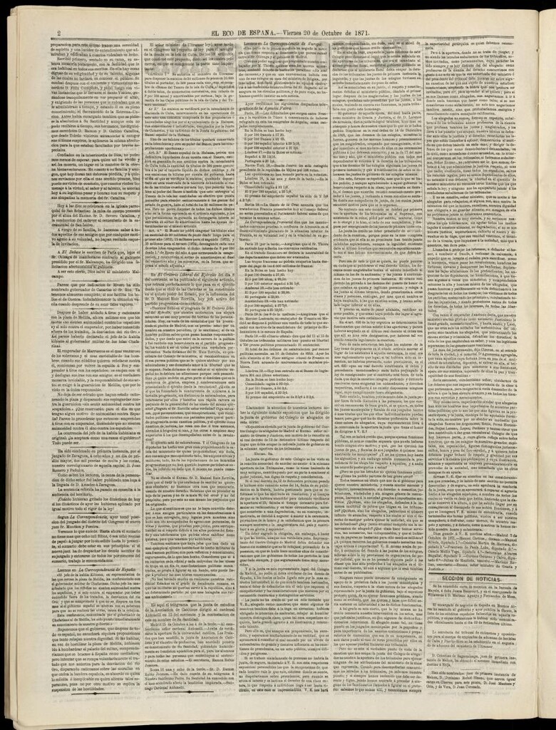 Miniatura de El Eco de España del 20 de octubre de 1871