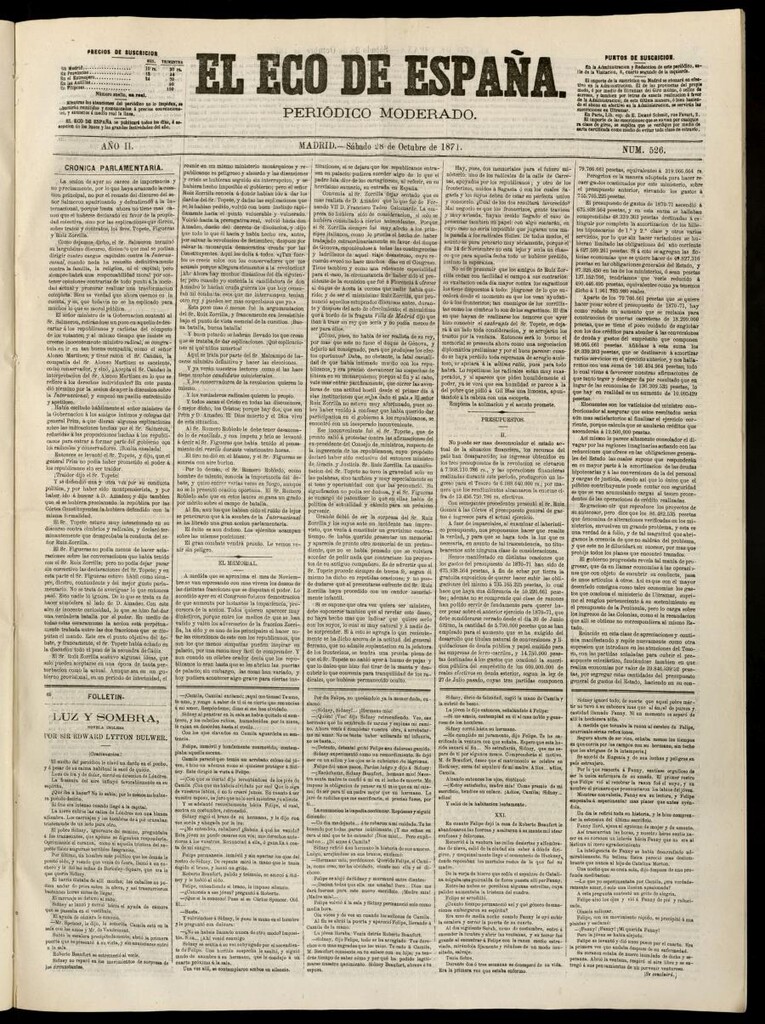Miniatura de El Eco de España del 28 de octubre de 1871