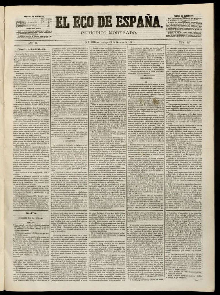 Miniatura de El Eco de España del 29 de octubre de 1871