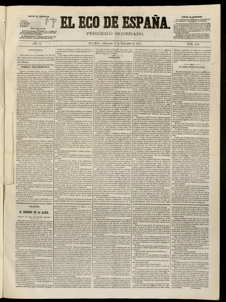 Miniatura de El Eco de España del 1 de noviembre de 1871