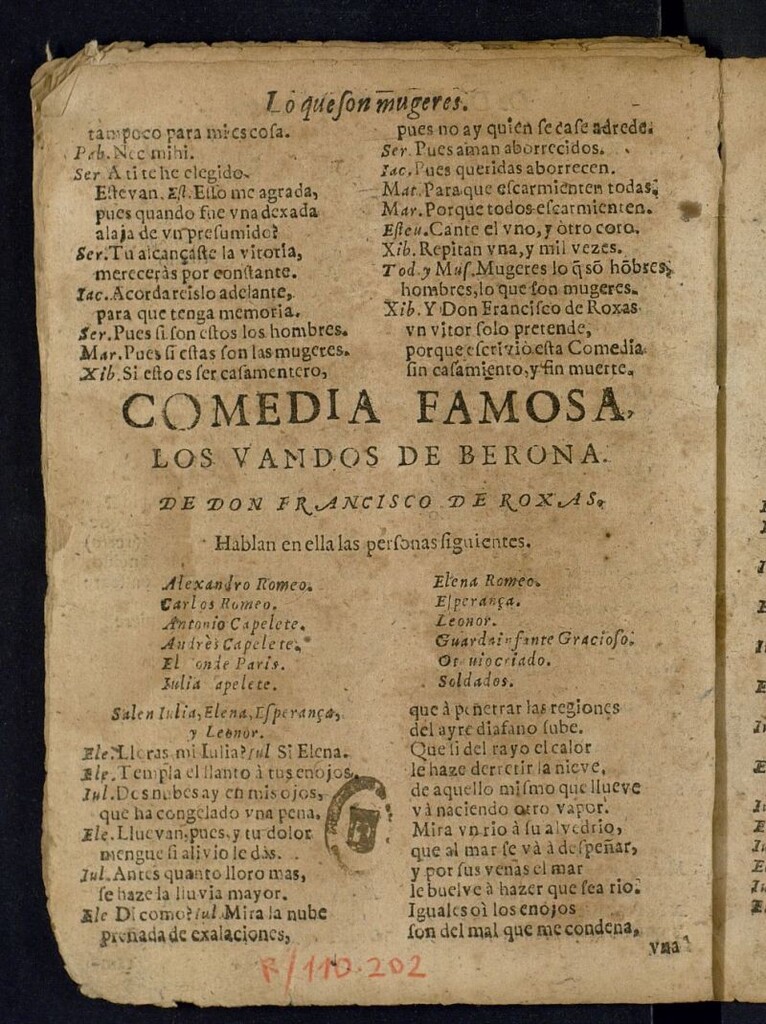 Miniatura de Comedia famosa Los bandos de Berona.