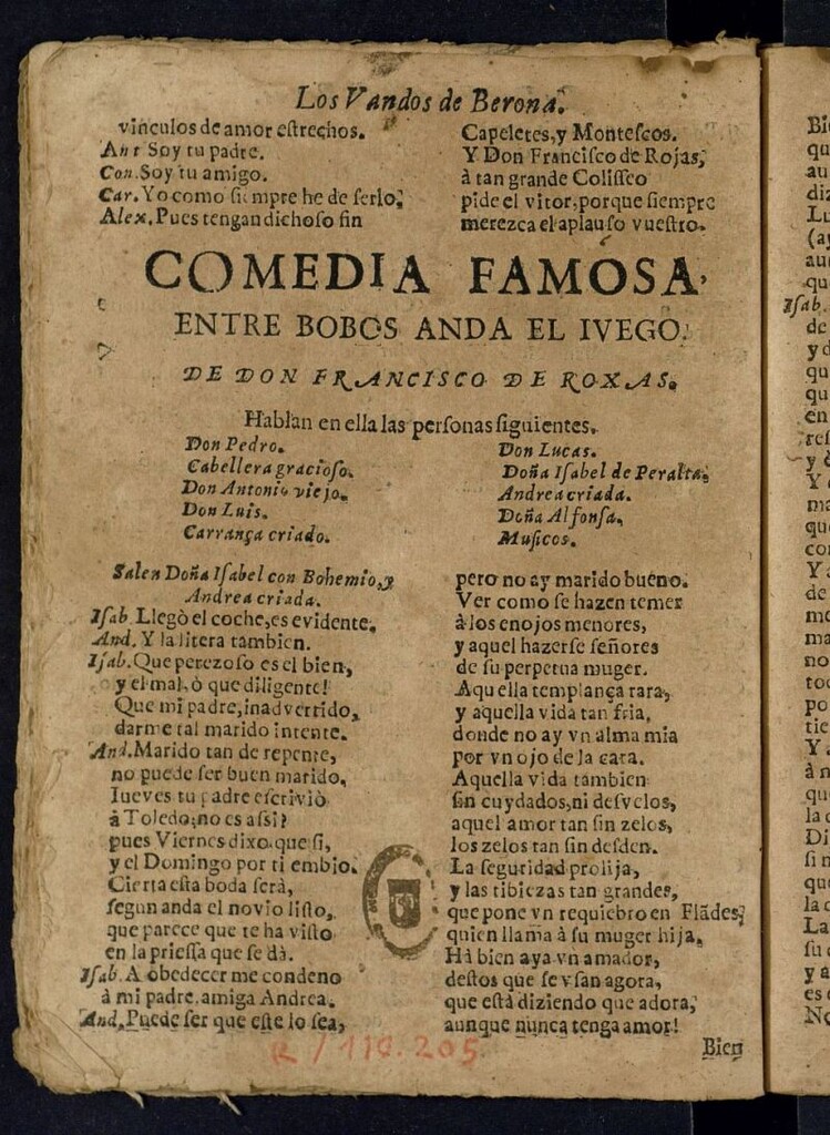 Miniatura de Comedia famosa, Entre bobos anda el juego