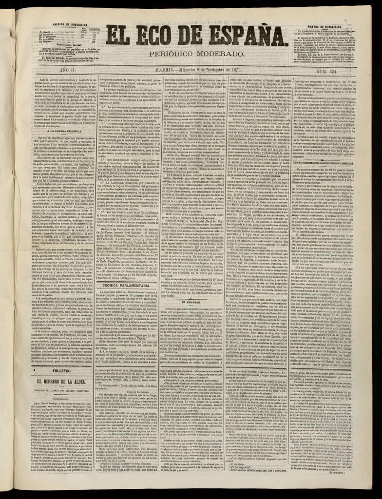 Miniatura de El Eco de España del 8 de noviembre de 1871