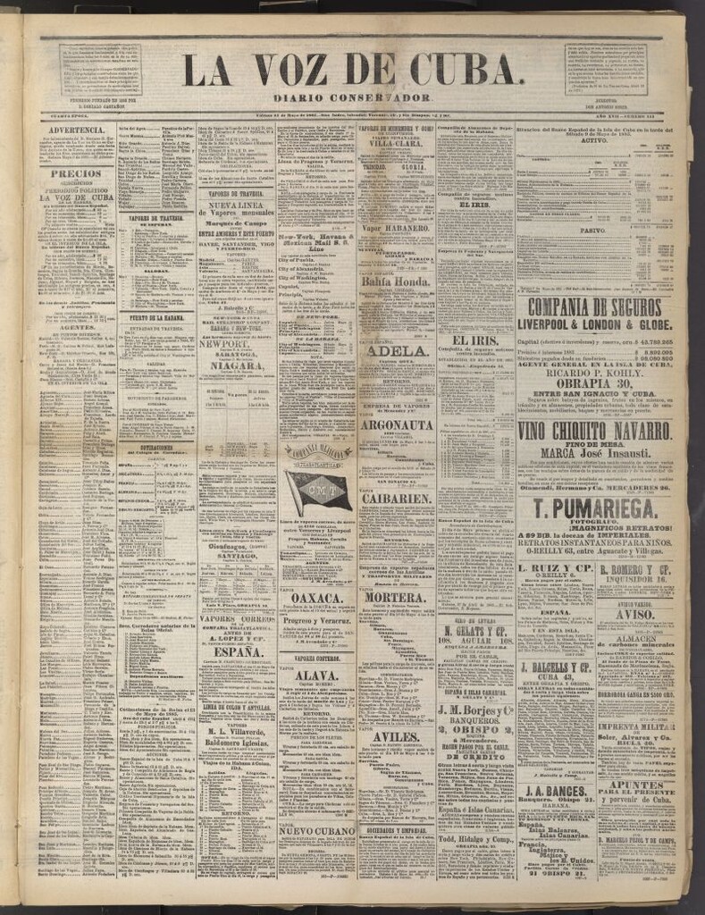 Miniatura de La Voz de Cuba: diario conservador del 15 de mayo de 1885