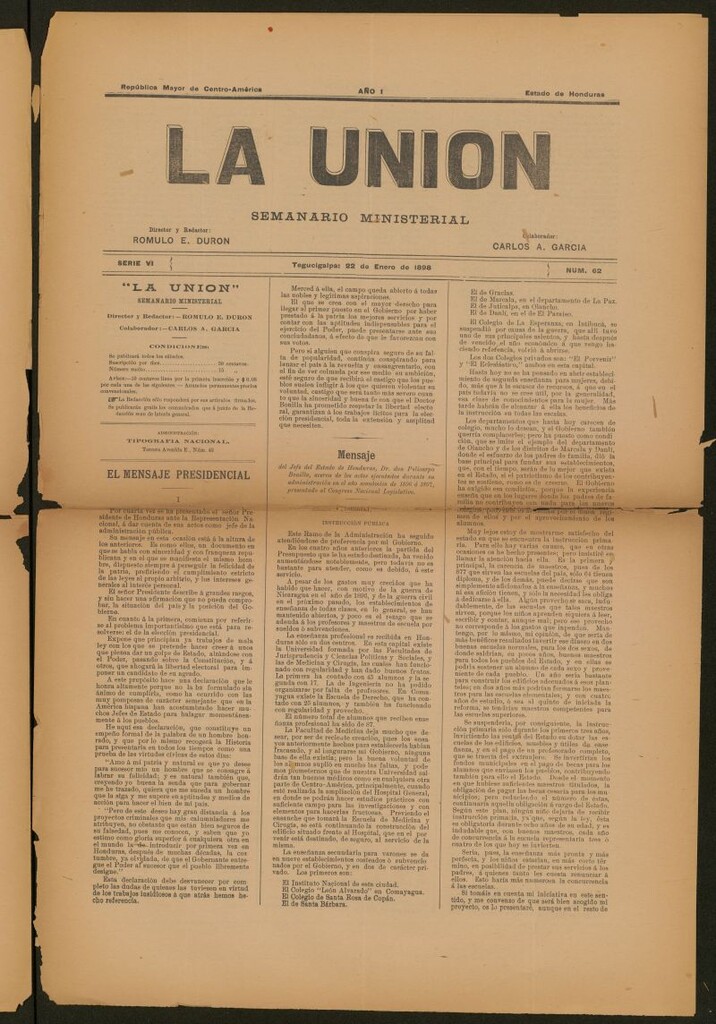 Miniatura de La Unión: Semanario ministerial del 22 de enero de 1898