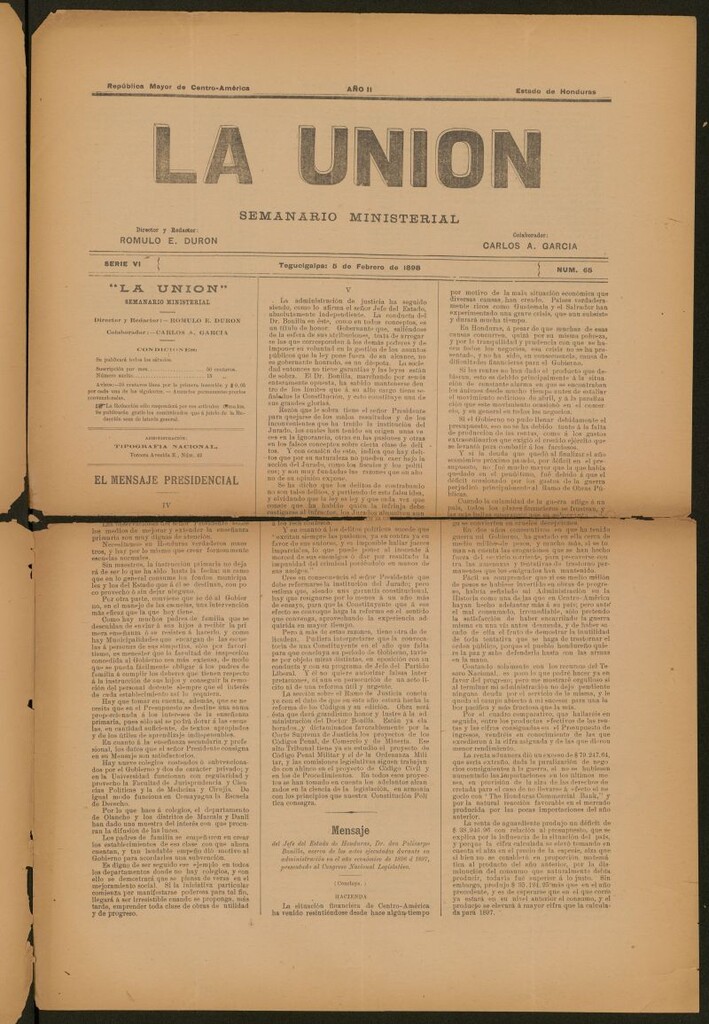 Miniatura de La Unión: Semanario ministerial del 5 de febrero de 1898