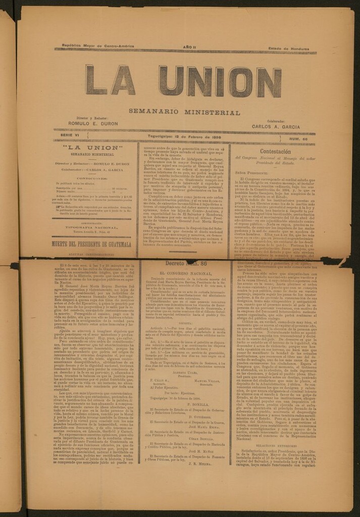 Miniatura de La Unión: Semanario ministerial del 12 de febrero de 1898