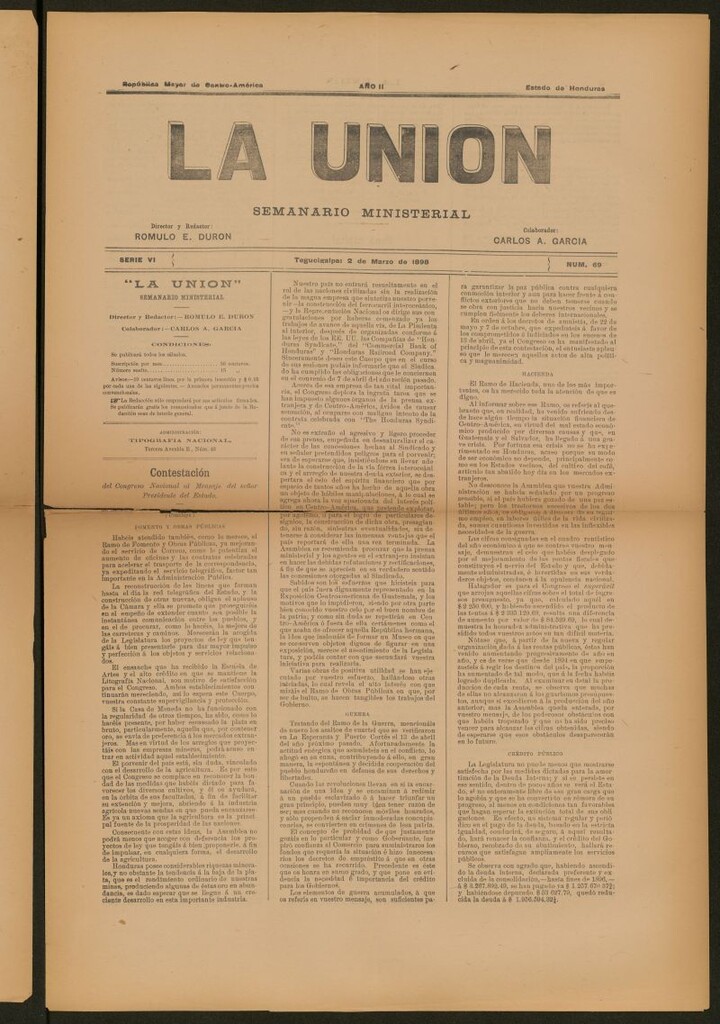 Miniatura de La Unión: Semanario ministerial del 2 de marzo de 1898