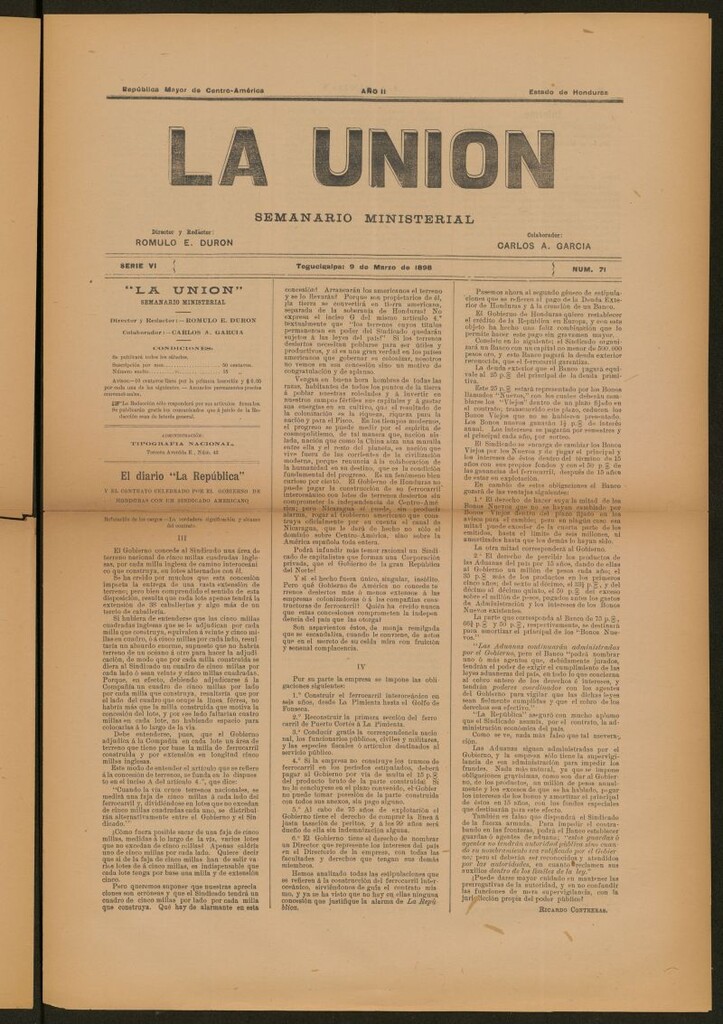 Miniatura de La Unión: Semanario ministerial del 9 de marzo de 1898