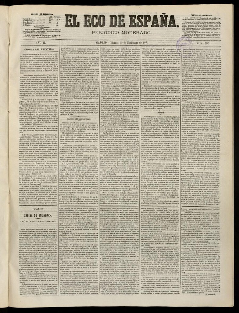 Miniatura de El Eco de España del 10 de noviembre de 1871