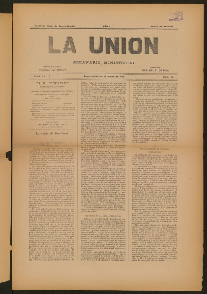Miniatura de La Unión: Semanario ministerial del 23 de marzo de 1898