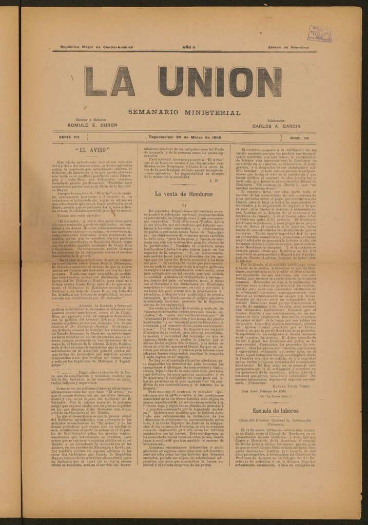 Miniatura de La Unión: Semanario ministerial del 26 de marzo de 1898