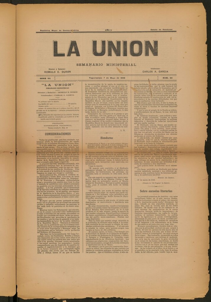 Miniatura de La Unión: Semanario ministerial del 7 de mayo de 1898