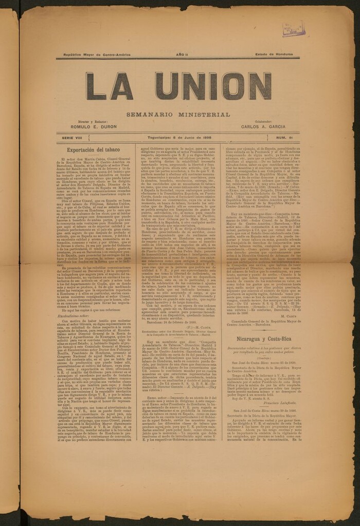 Miniatura de La Unión: Semanario ministerial del 8 de junio de 1898