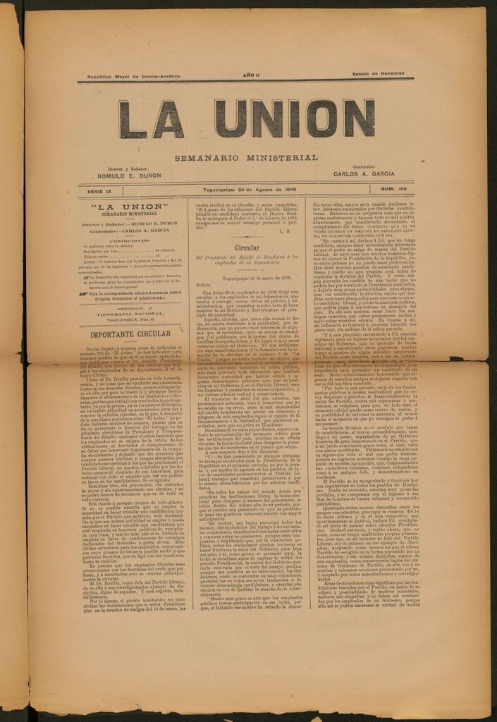 Miniatura de La Unión: Semanario ministerial del 24 de agosto de 1898