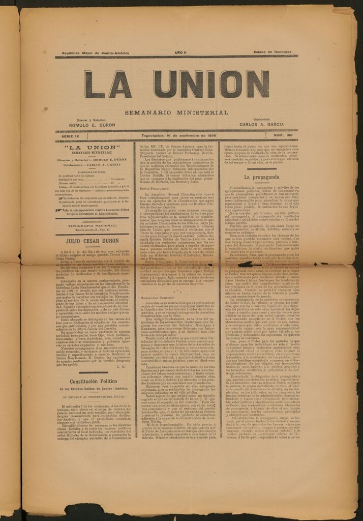 Miniatura de La Unión: Semanario ministerial del 10 de septiembre de 1898