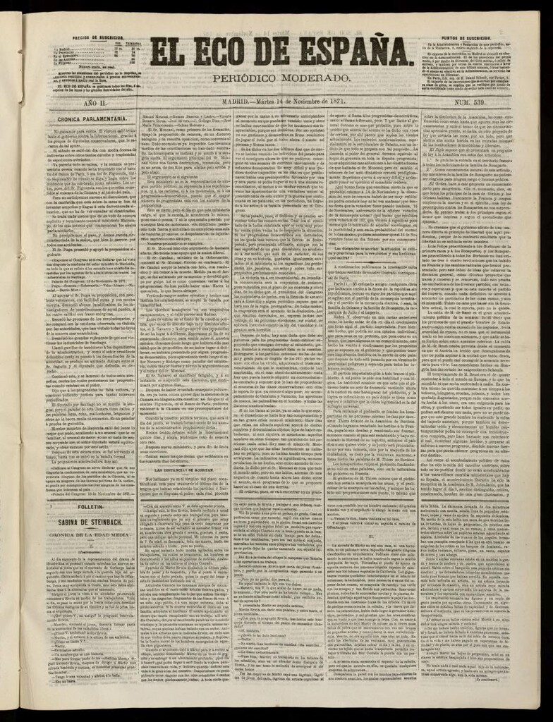 Miniatura de El Eco de España del 14 de noviembre de 1871