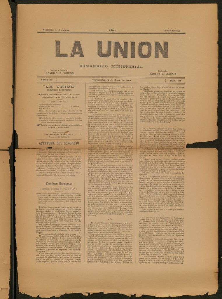 Miniatura de La Unión: Semanario ministerial del 5 de enero de 1899